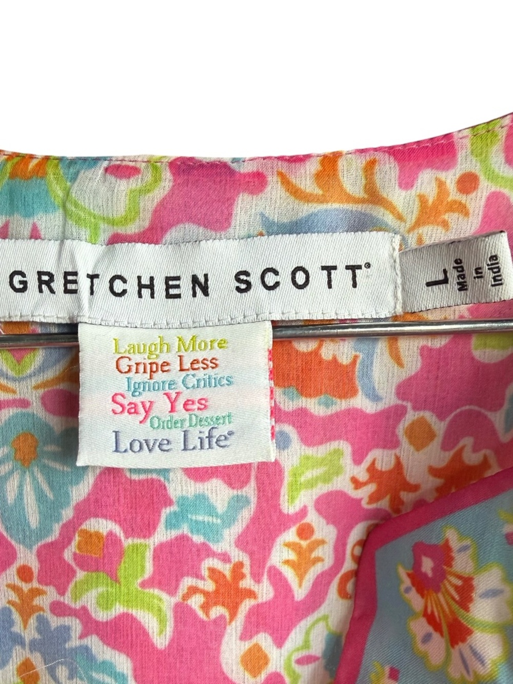 Gretchen Scott Designs Vibrant Bohemian Print 3/4 Sleeve Maxi Dress Sz L - Picture 9 of 10
